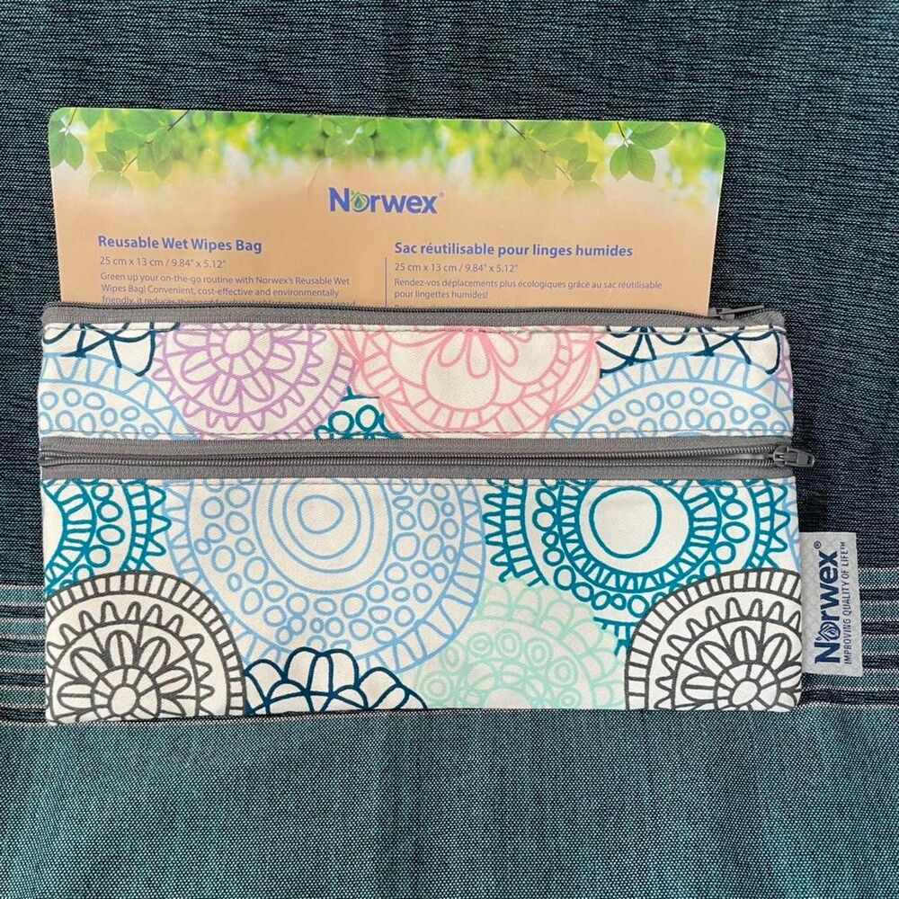 New Norwex Reusable Wet Wipes Bag, Eco Friendly, Summer Travel